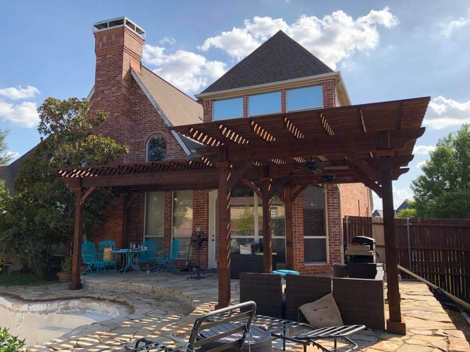 patio cover and stonework