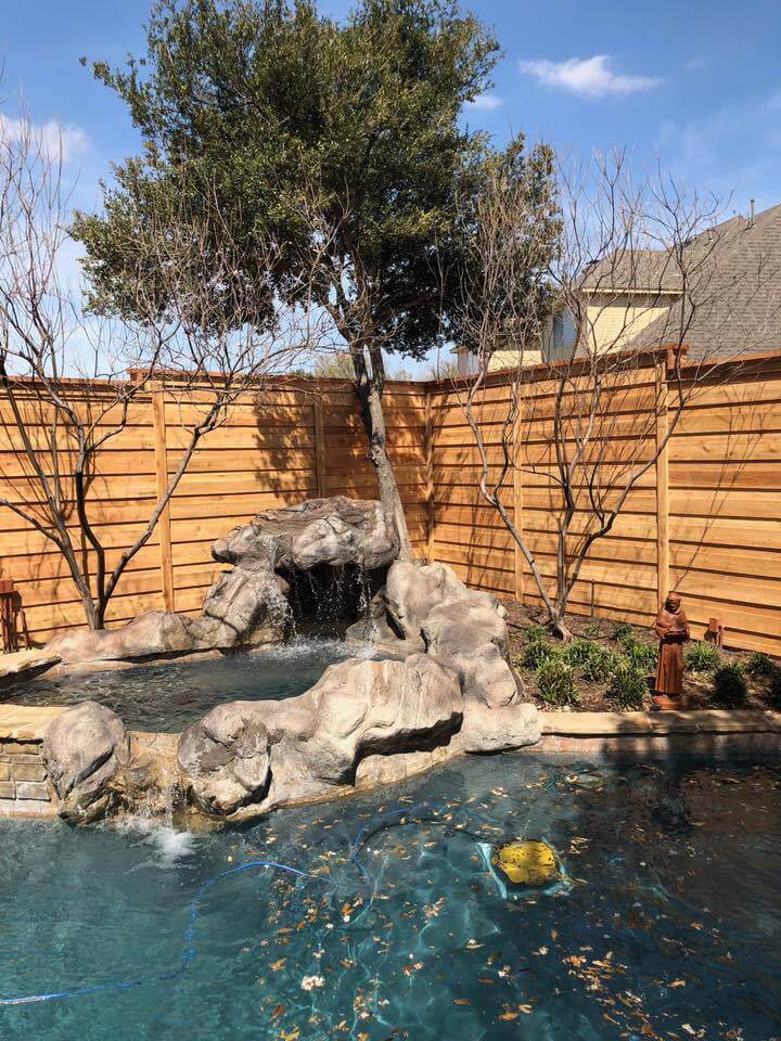 horizontal fence near pool