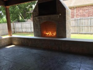 outdoor stone fireplace