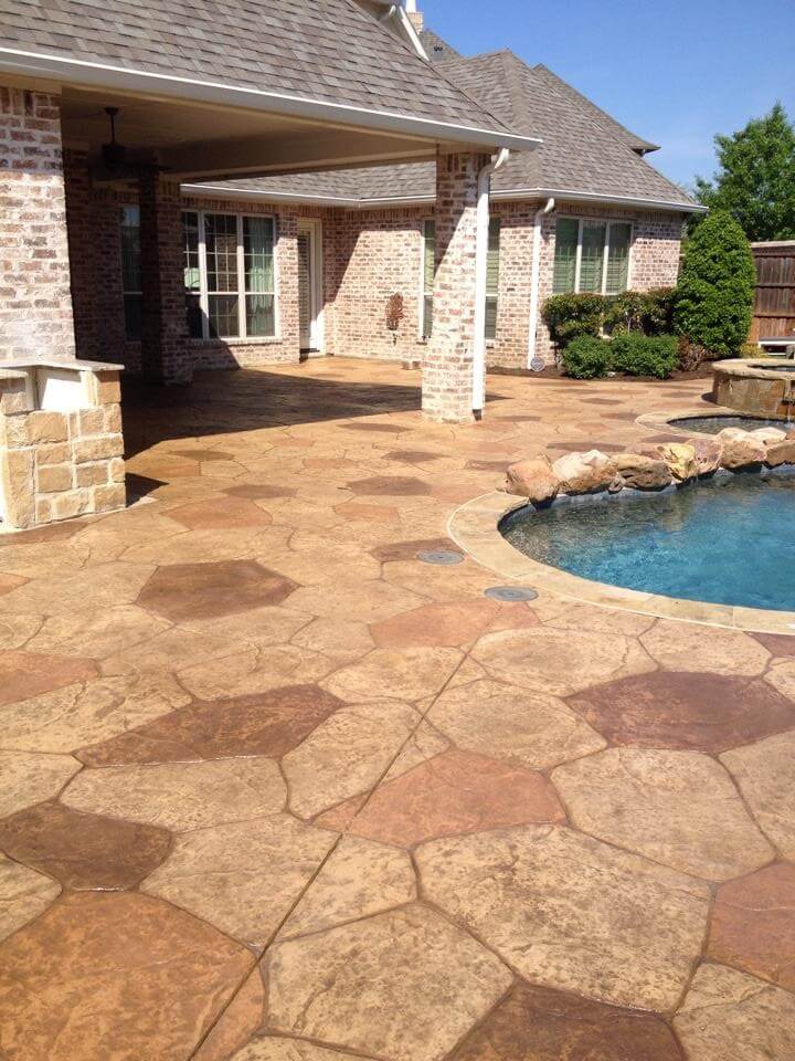 Dallas Stamped Patterned Concrete Patio Builders Nortex - Stamped Concrete Patio Flagstone Look
